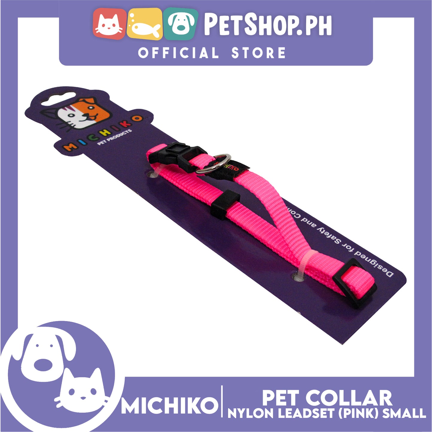 Michiko Nylon Collar Pink (Small) Pet Collar