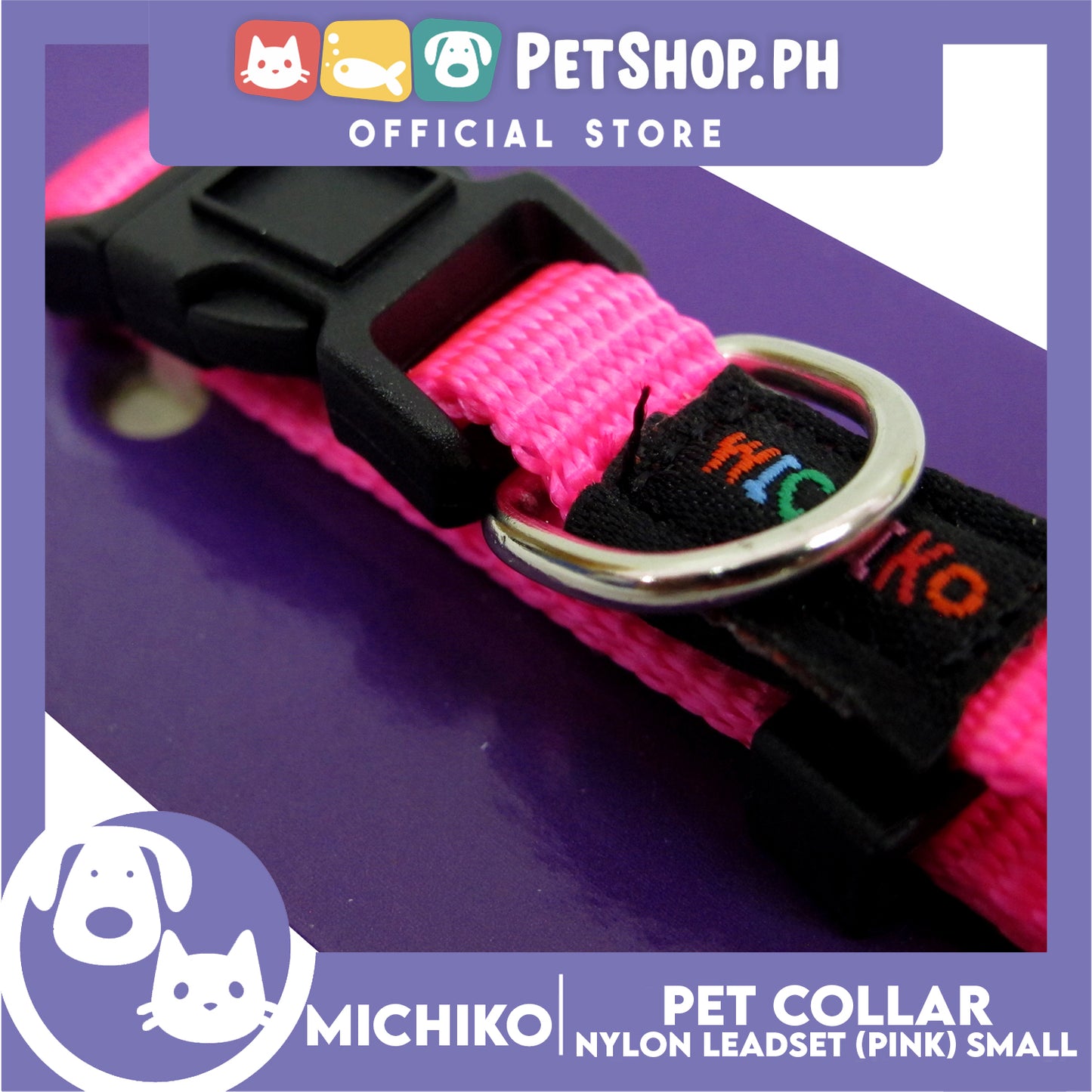Michiko Nylon Collar Pink (Small) Pet Collar