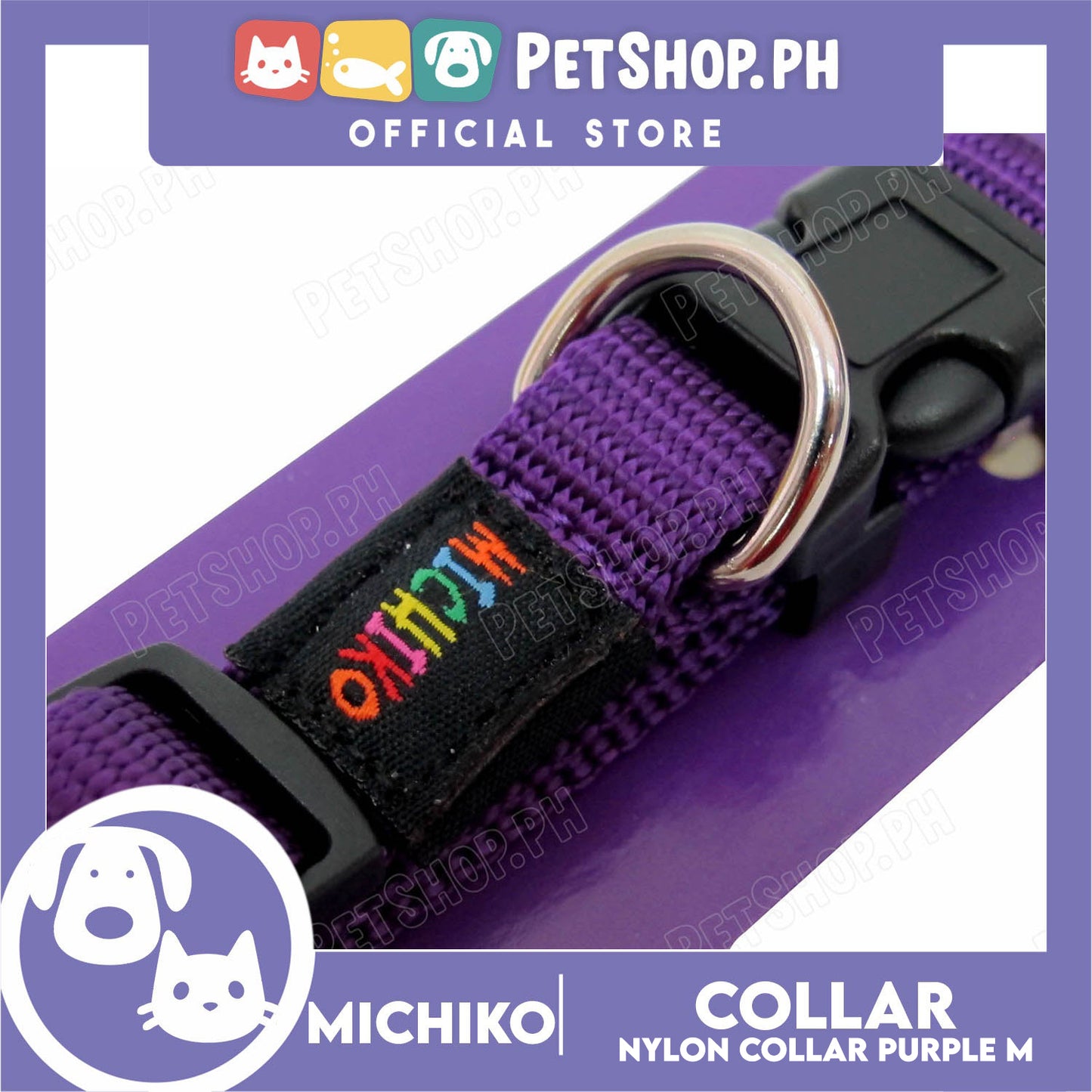 Michiko Nylon Collar Purple (Medium) Pet Collar