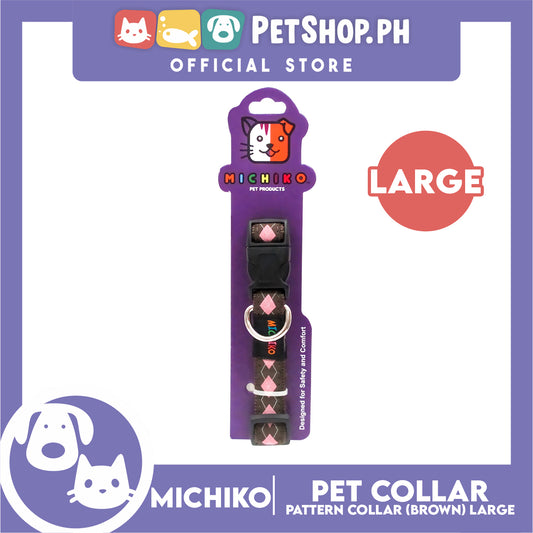 Michiko Pattern Collar Brown (Large) Pet Collar