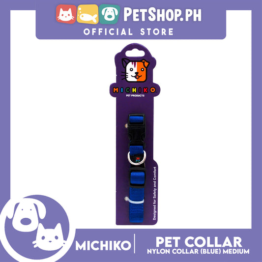 Michiko Nylon Collar Blue (Medium) Pet Collar