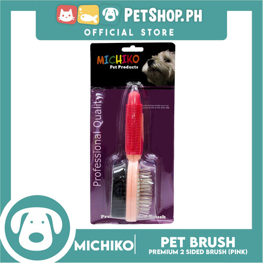 Michiko Premium 2 Sided Pet Brush (Pink) Pin And Bristle Brush In One