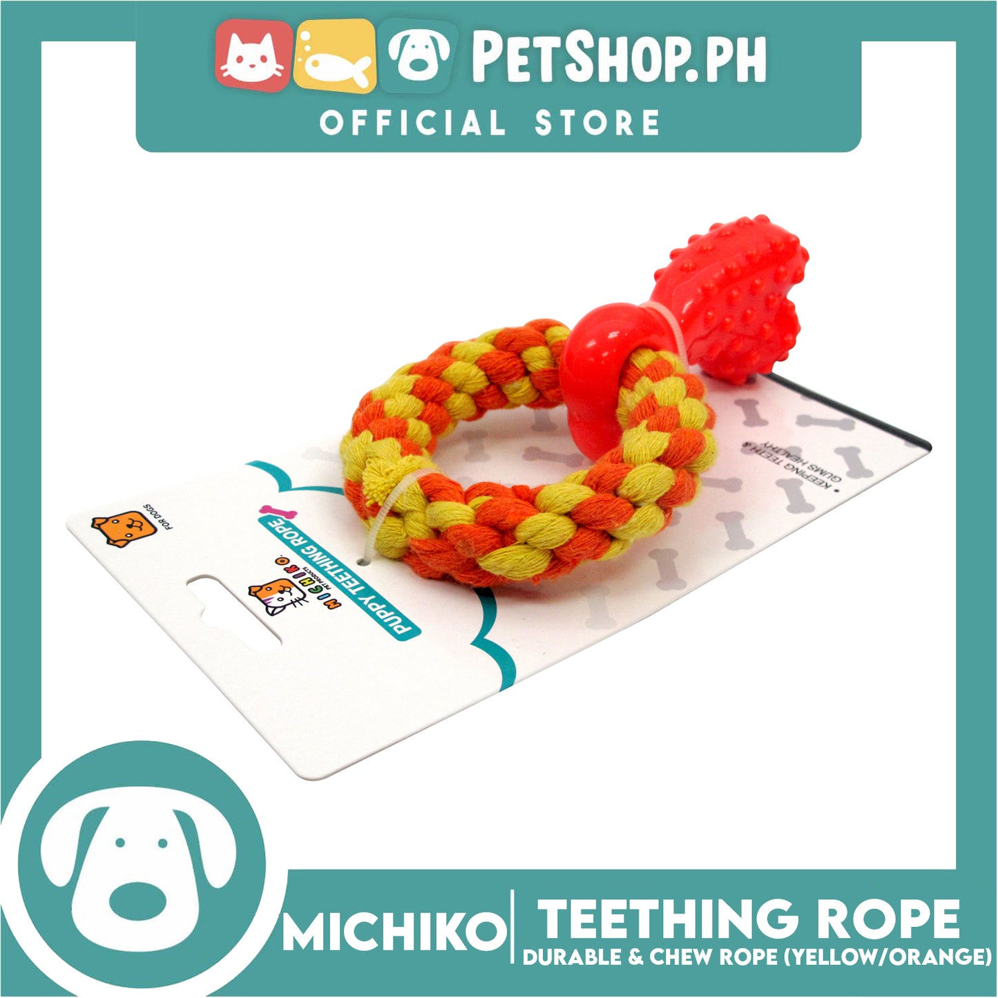 Michiko Puppy Teething Rope Orange