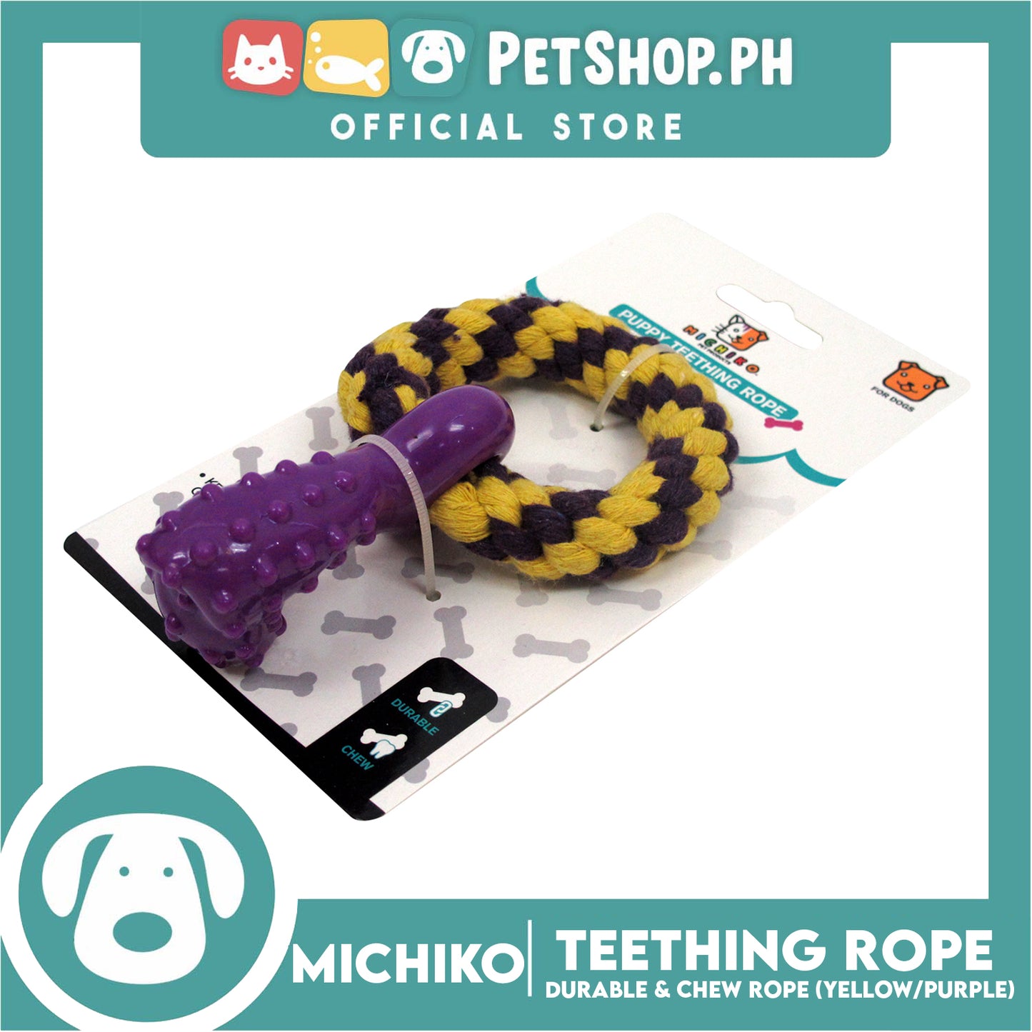 Michiko Puppy Teething Rope Purple