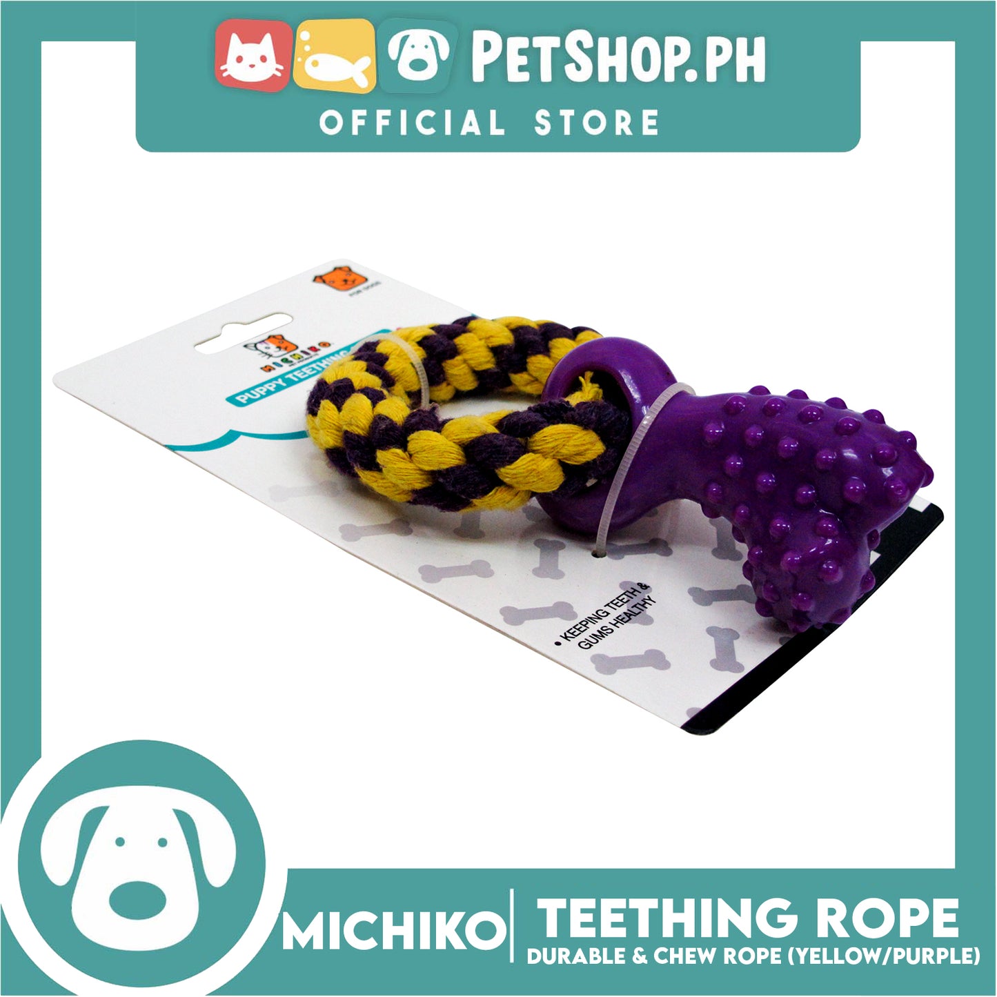 Michiko Puppy Teething Rope Purple
