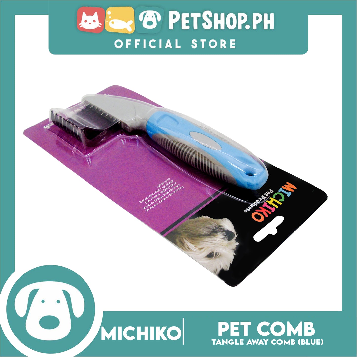 Michiko Tangle Away Pet Comb (Blue) Pet Grooming