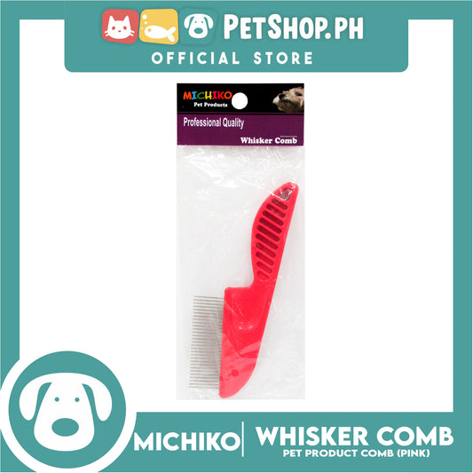 Michiko Pet Whisker Comb (Pink) Pet Flea Comb, Pet Grooming