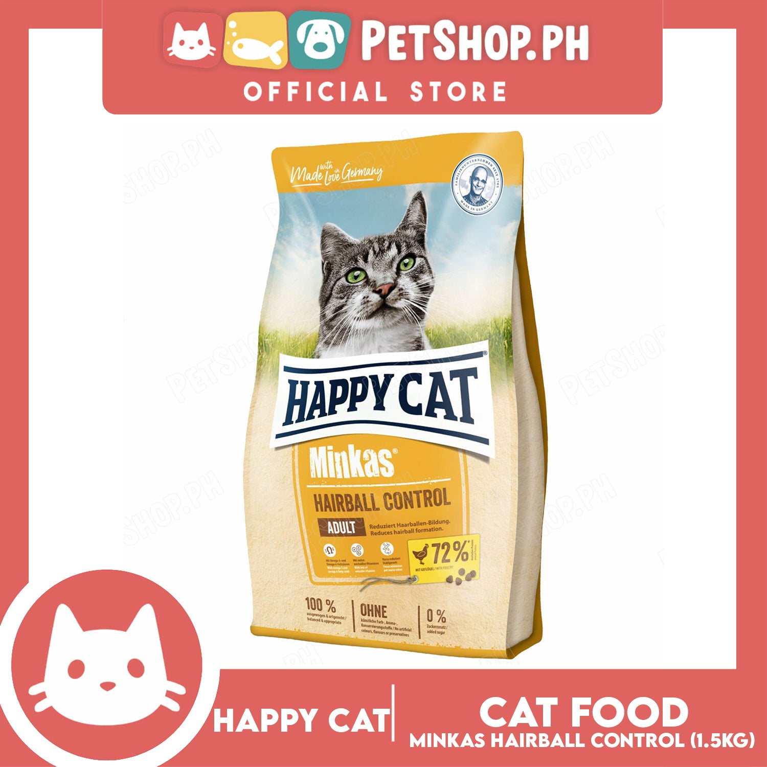 Happy Cat Minkas Hairball Control 1.5kg Petshop.PH