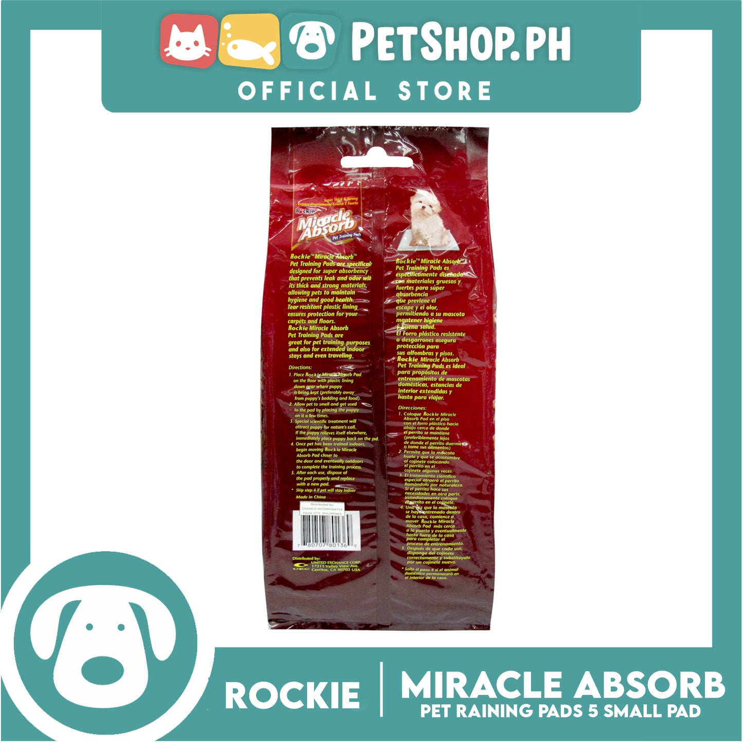 Rockie Miracle Absorb Pet Training Pads 5 Small Pads Ultra Absorbent