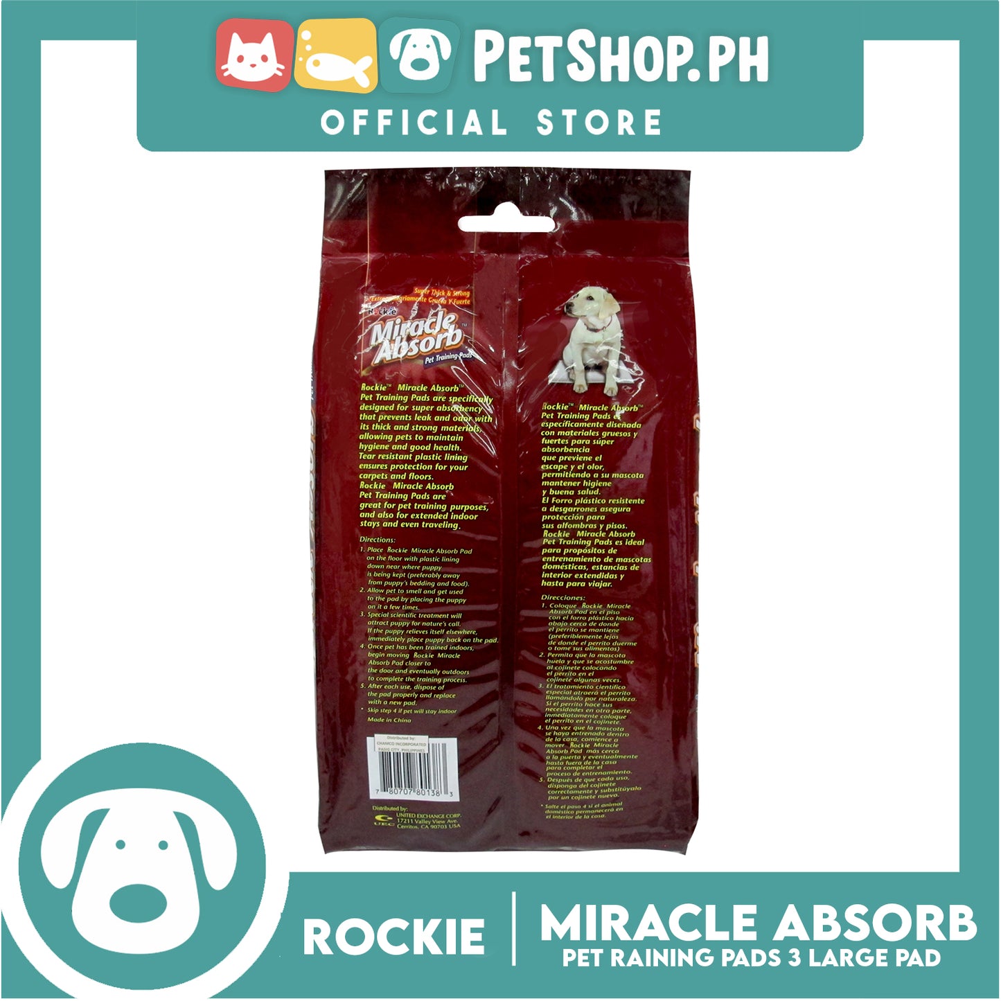 Rockie Miracle Absorb Pet Training Pads 3 Large Pads Ultra Absorbent
