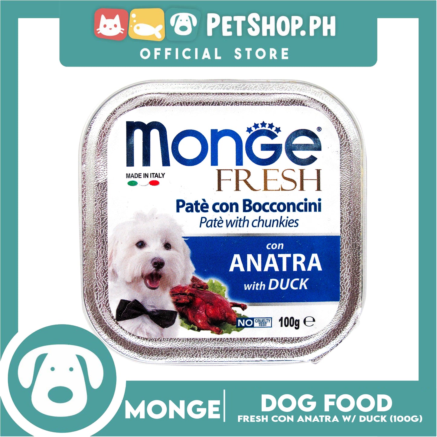 Monge Fresh Pate And Chunkies 100g (Anatra With Duck) Dog Wet Food