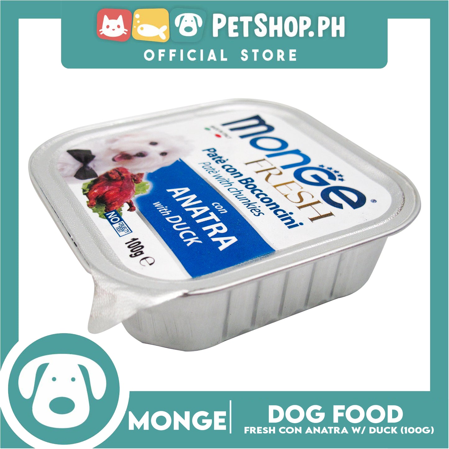 Monge Fresh Pate And Chunkies 100g (Anatra With Duck) Dog Wet Food
