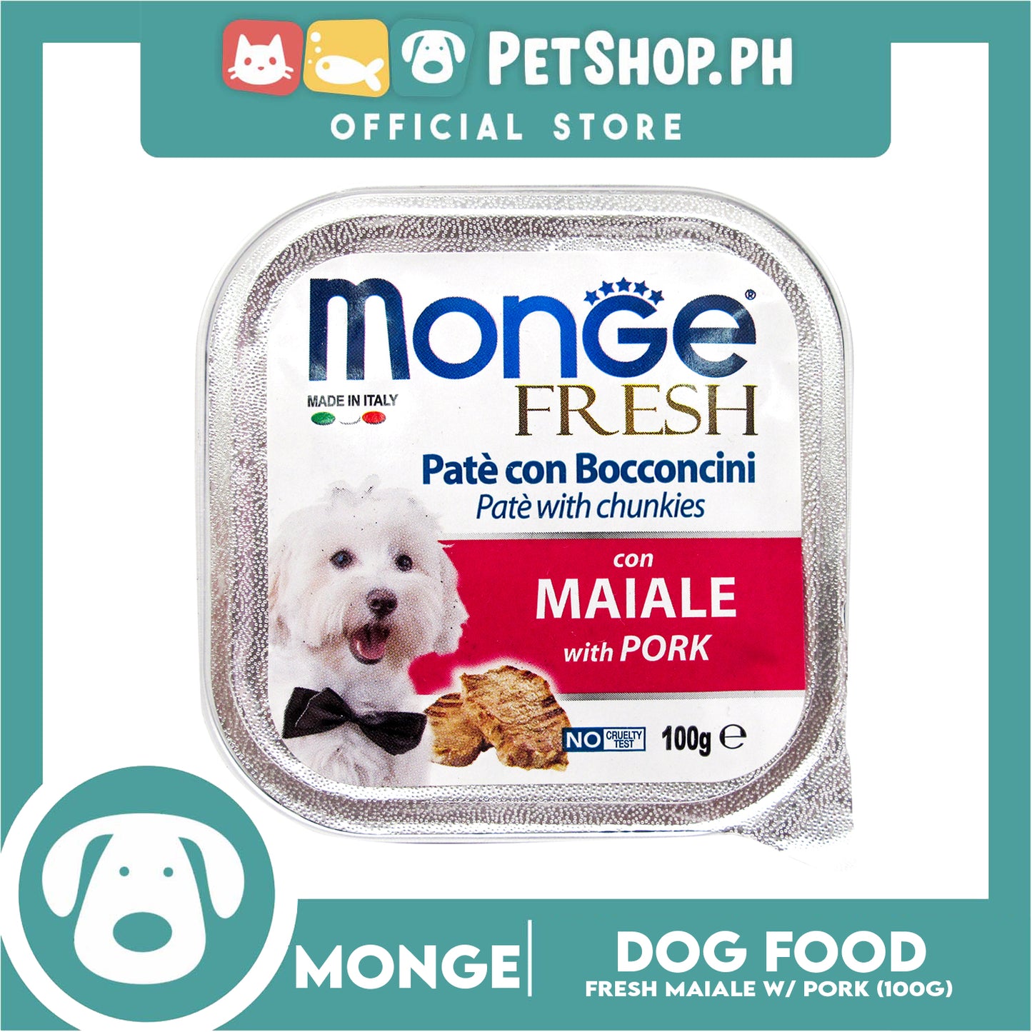 Monge Fresh Pate And Chunkies 100g (Maiale With Pork) Dog Wet Food