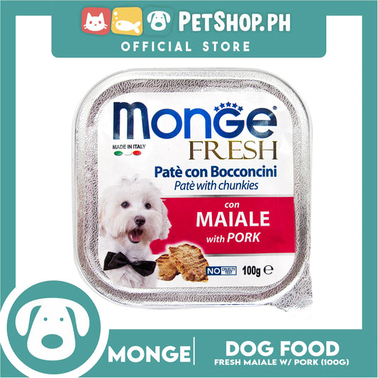 Monge Fresh Pate And Chunkies 100g (Maiale With Pork) Dog Wet Food
