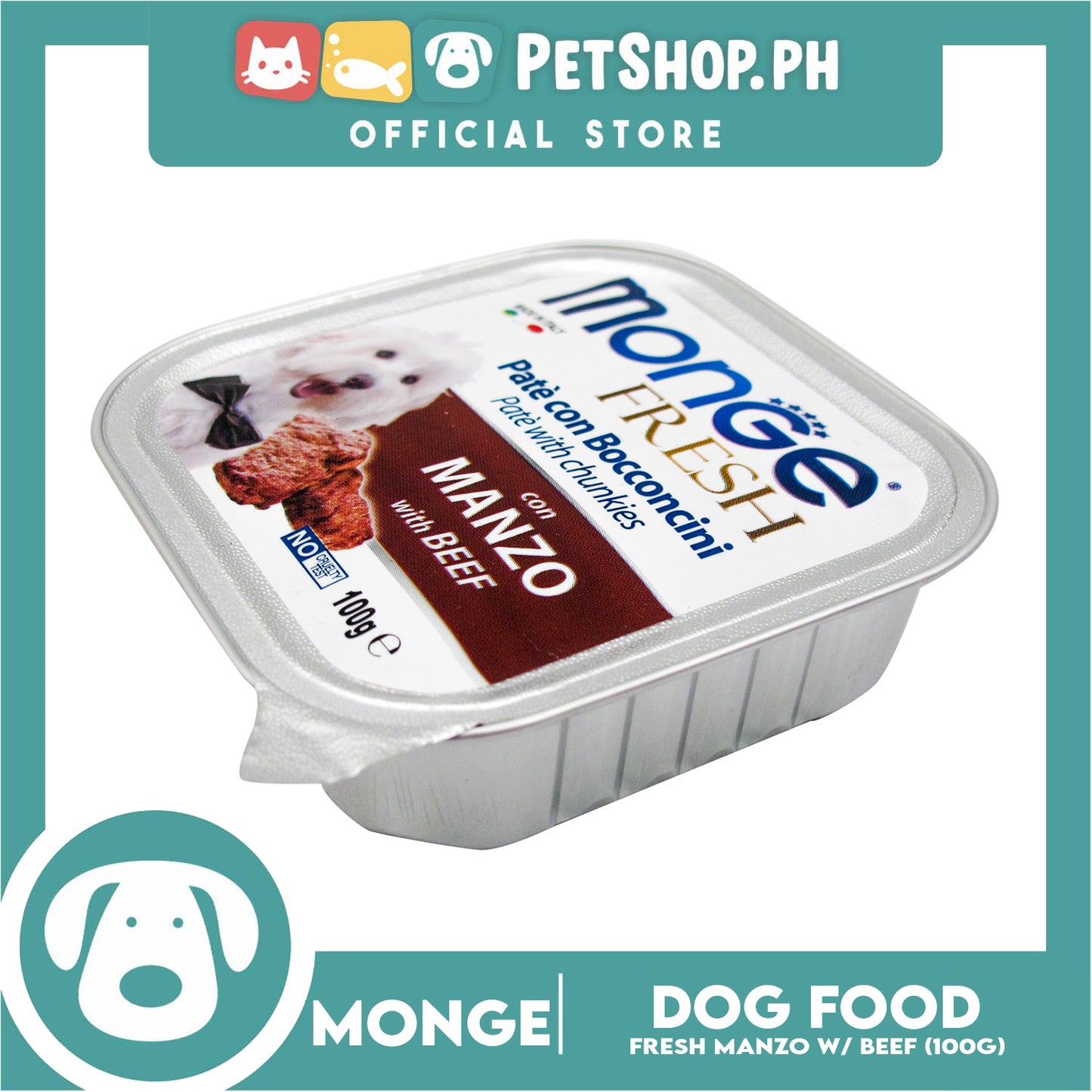 Monge Fresh Pate And Chunkies 100g (Manzo With Beef) Dog Wet Food