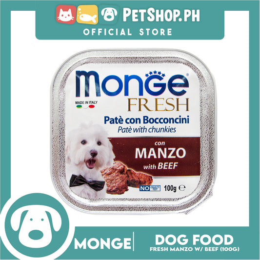 Monge Fresh Pate And Chunkies 100g (Manzo With Beef) Dog Wet Food