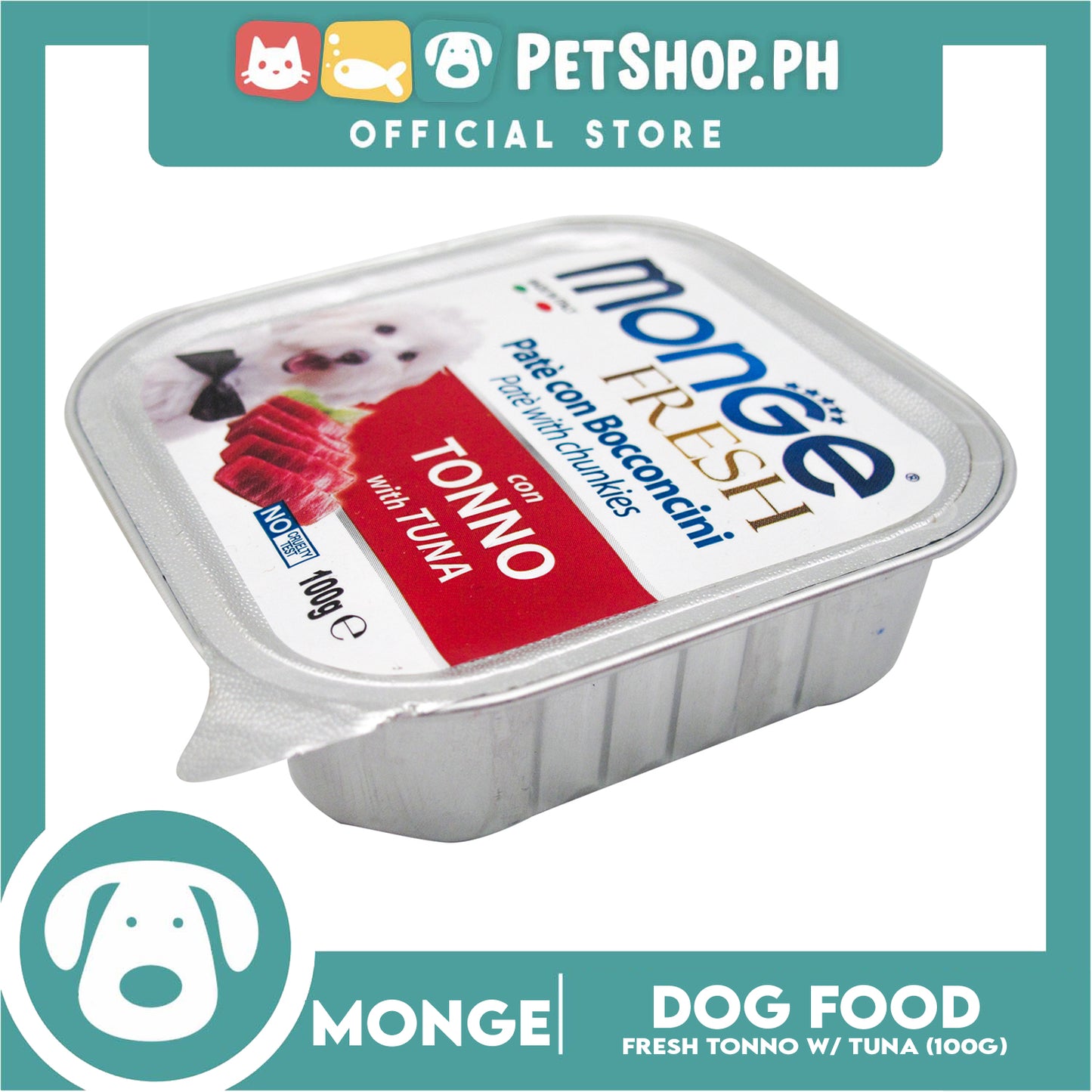 Monge Fresh Pate And Chunkies 100g (Tonno With Tuna) Dog Wet Food