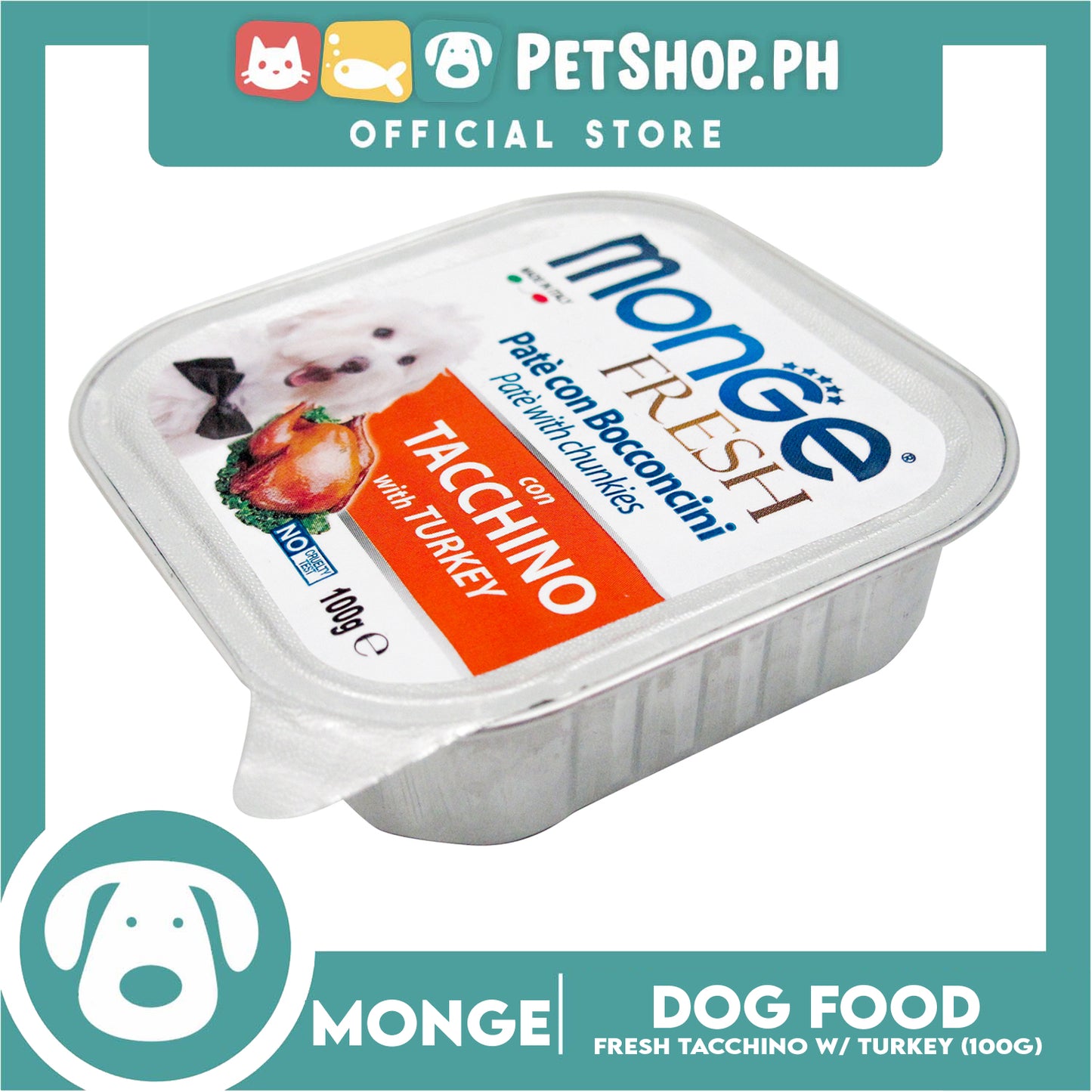 Monge Fresh Pate And Chunkies 100g (Tachinno With Turkey) Dog Wet Food