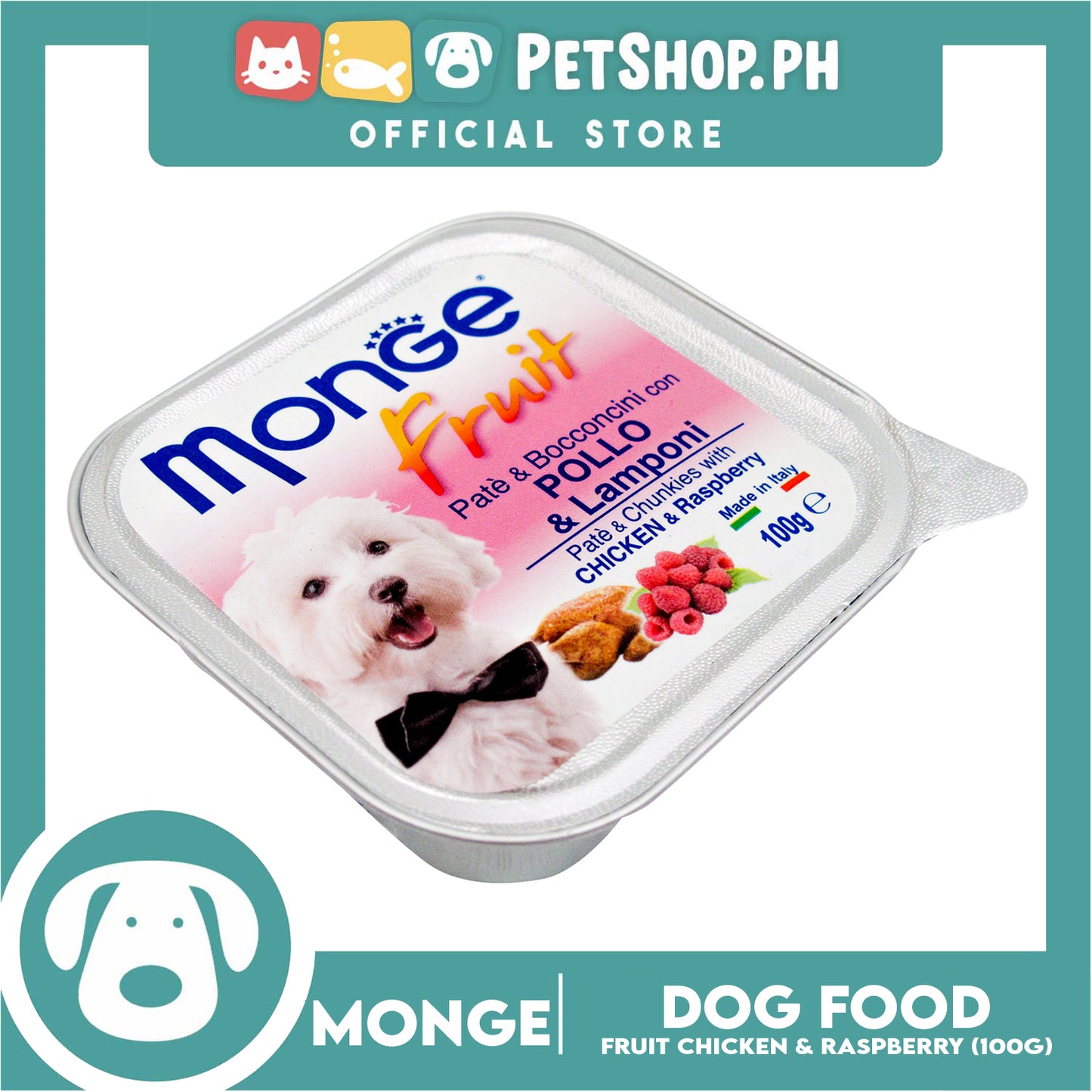 Monge Fruit Pate And Chunkies 100g (Chicken And Raspberry) Dog Wet Food