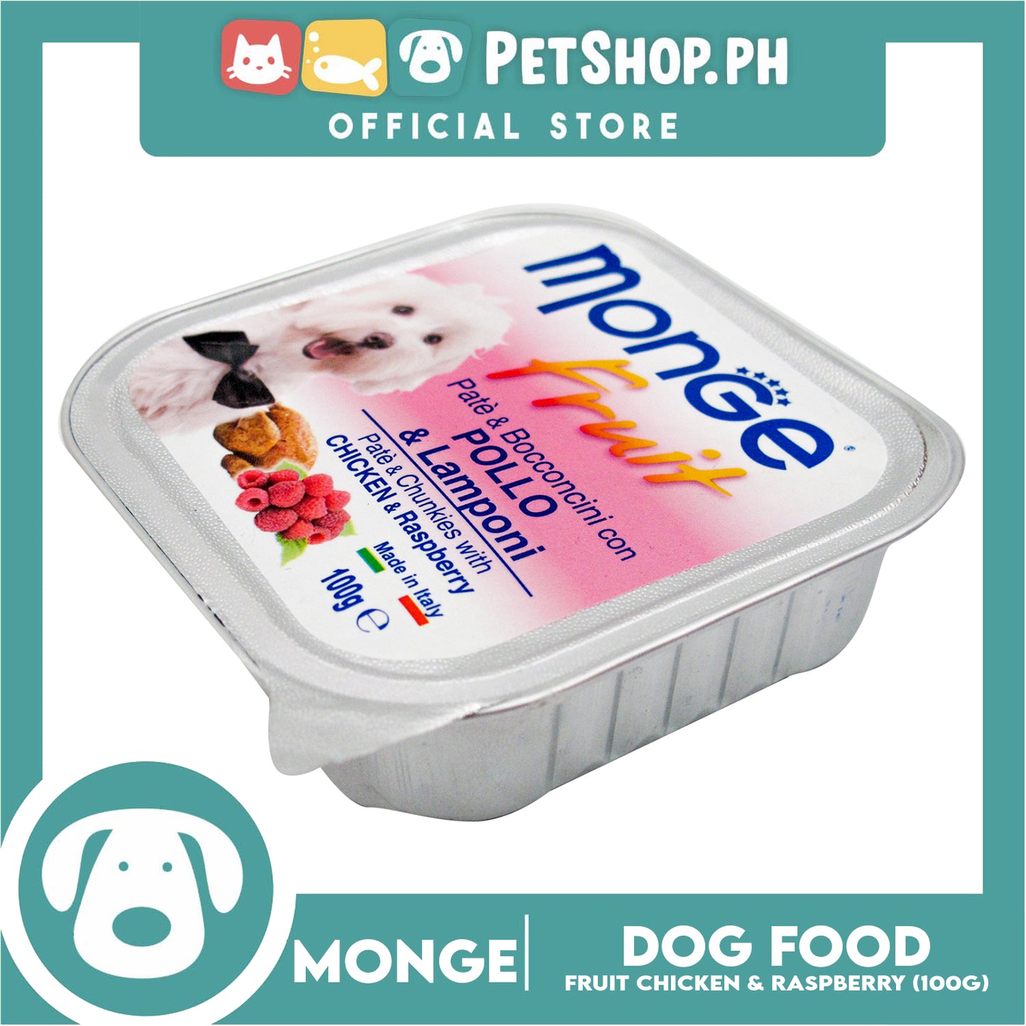 Monge Fruit Pate And Chunkies 100g (Chicken And Raspberry) Dog Wet Food