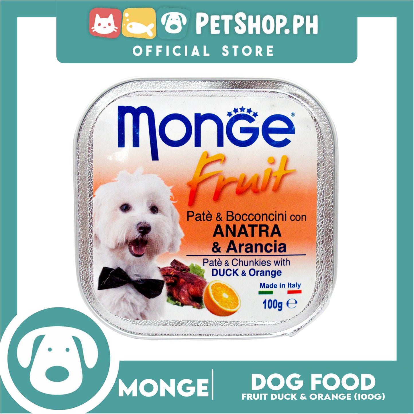 Monge Fruit Pate And Chunkies 100g (Duck And Orange) Dog Wet Food