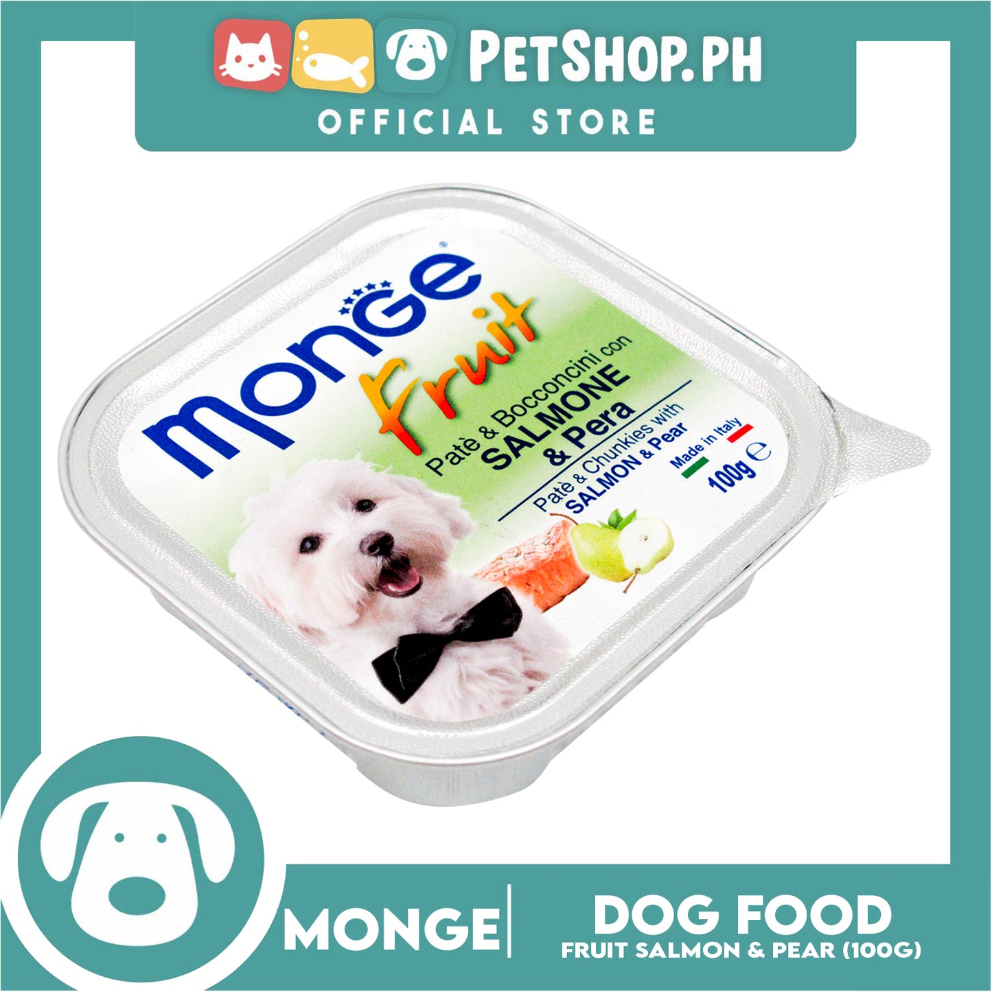 Monge Fruit Pate And Chunkies 100g (Salmon And Pear) Dog Wet Food