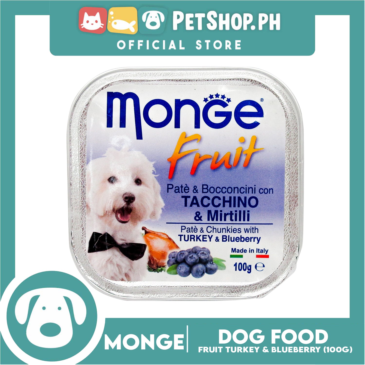 Monge Fruit Pate And Chunkies 100g Turkey And Blueberry Dog Wet