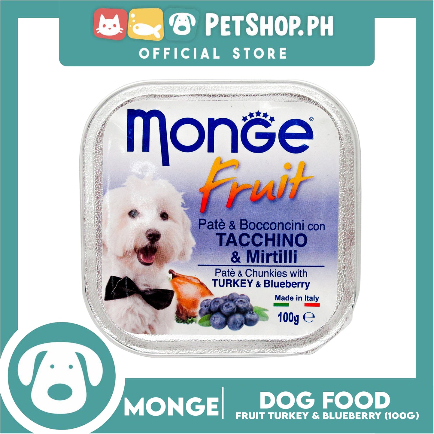 Monge Fruit Pate And Chunkies 100g (Turkey And Blueberry) Dog Wet Food
