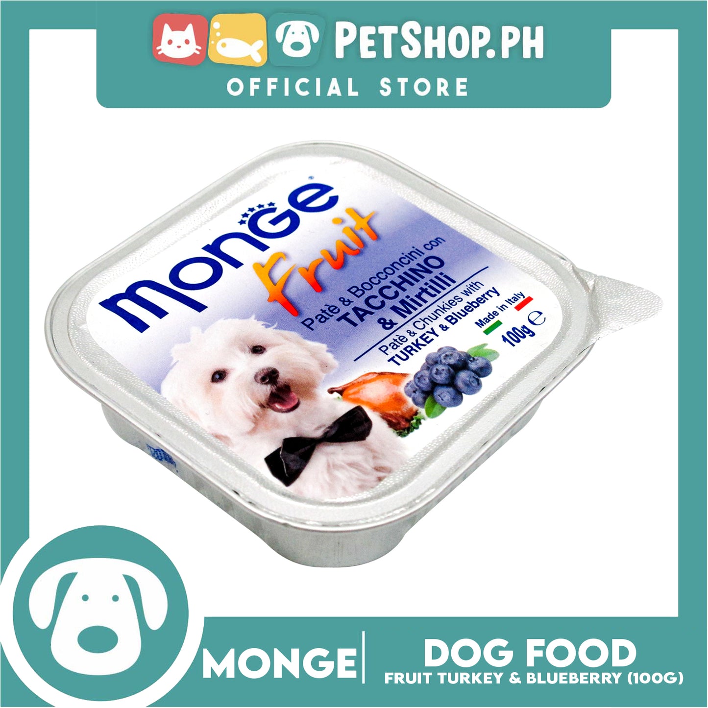 Monge Fruit Pate And Chunkies 100g (Turkey And Blueberry) Dog Wet Food
