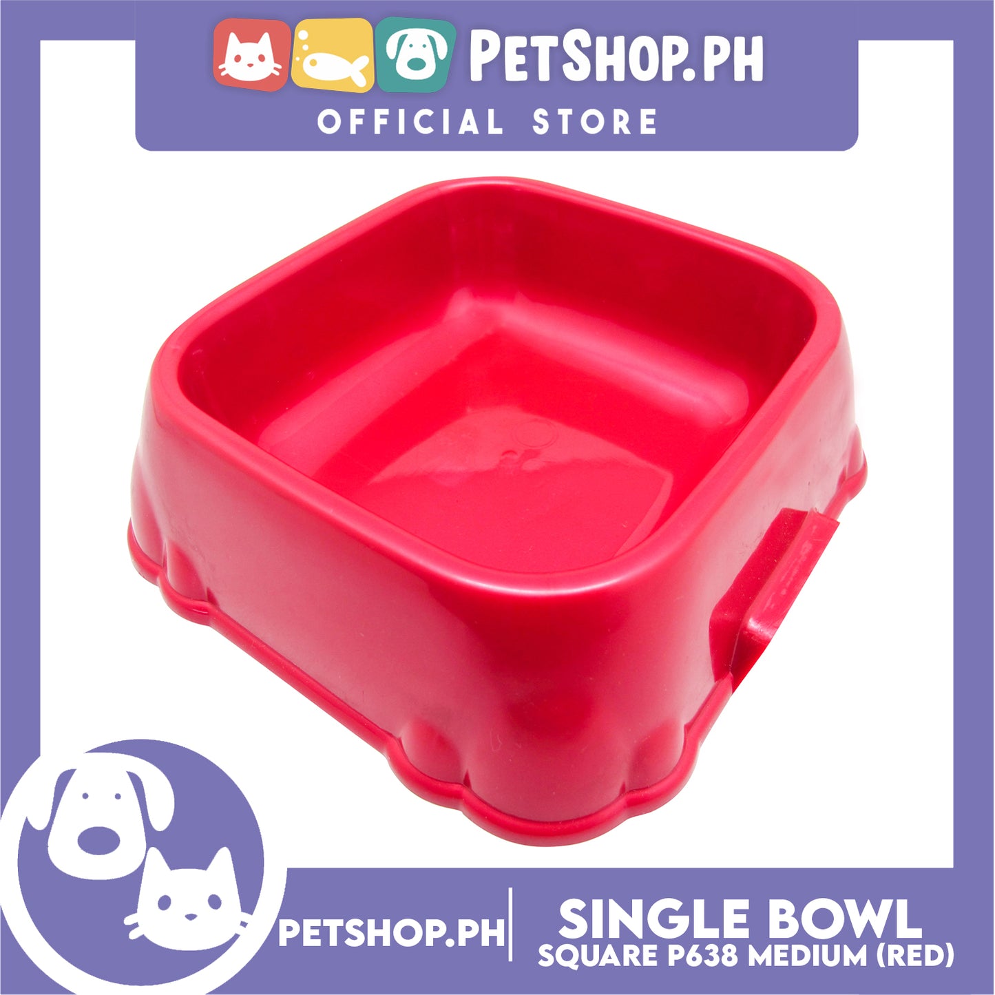 P638 Square Single Bowl Medium Red