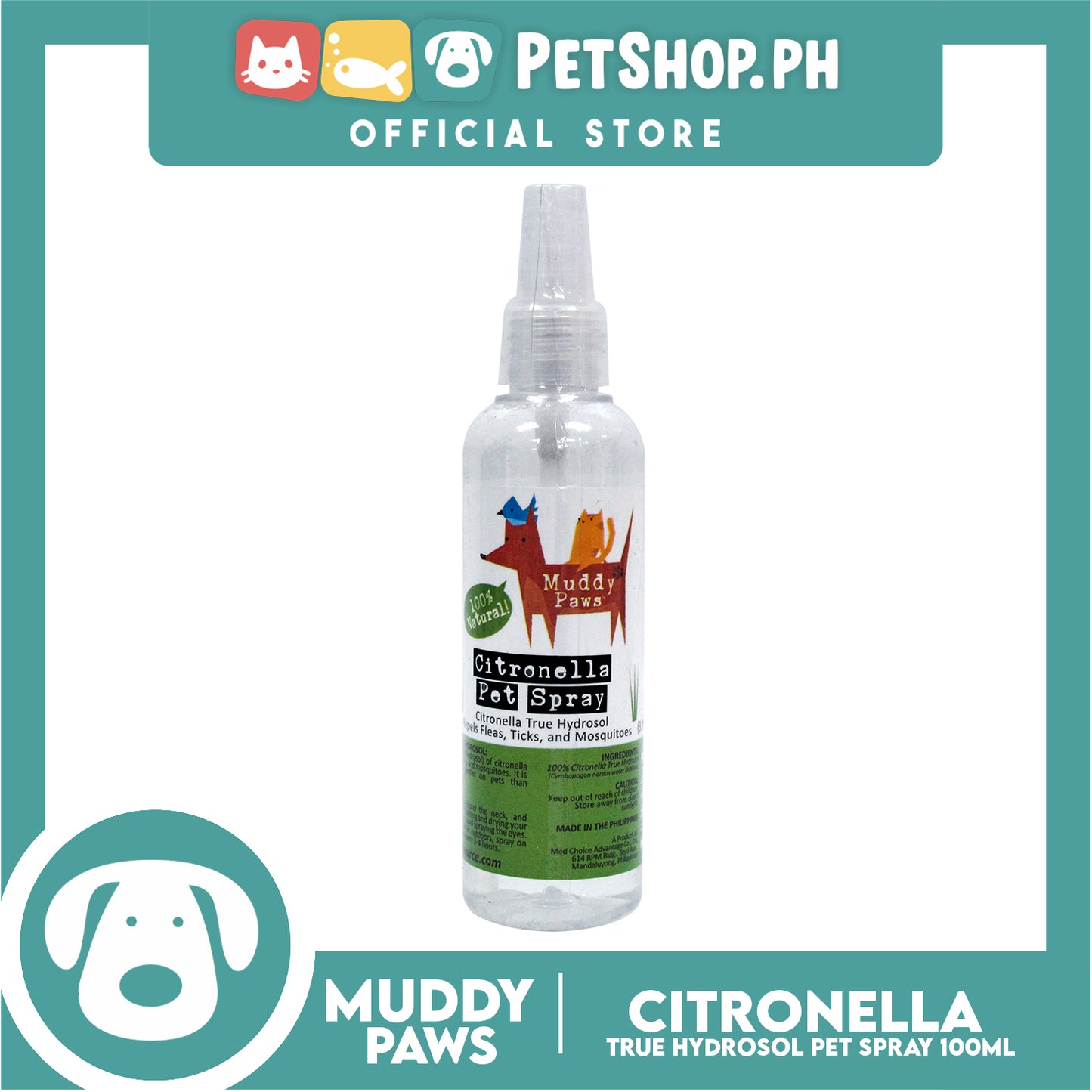 Muddy Paws Citronella Pet Spray 100ml