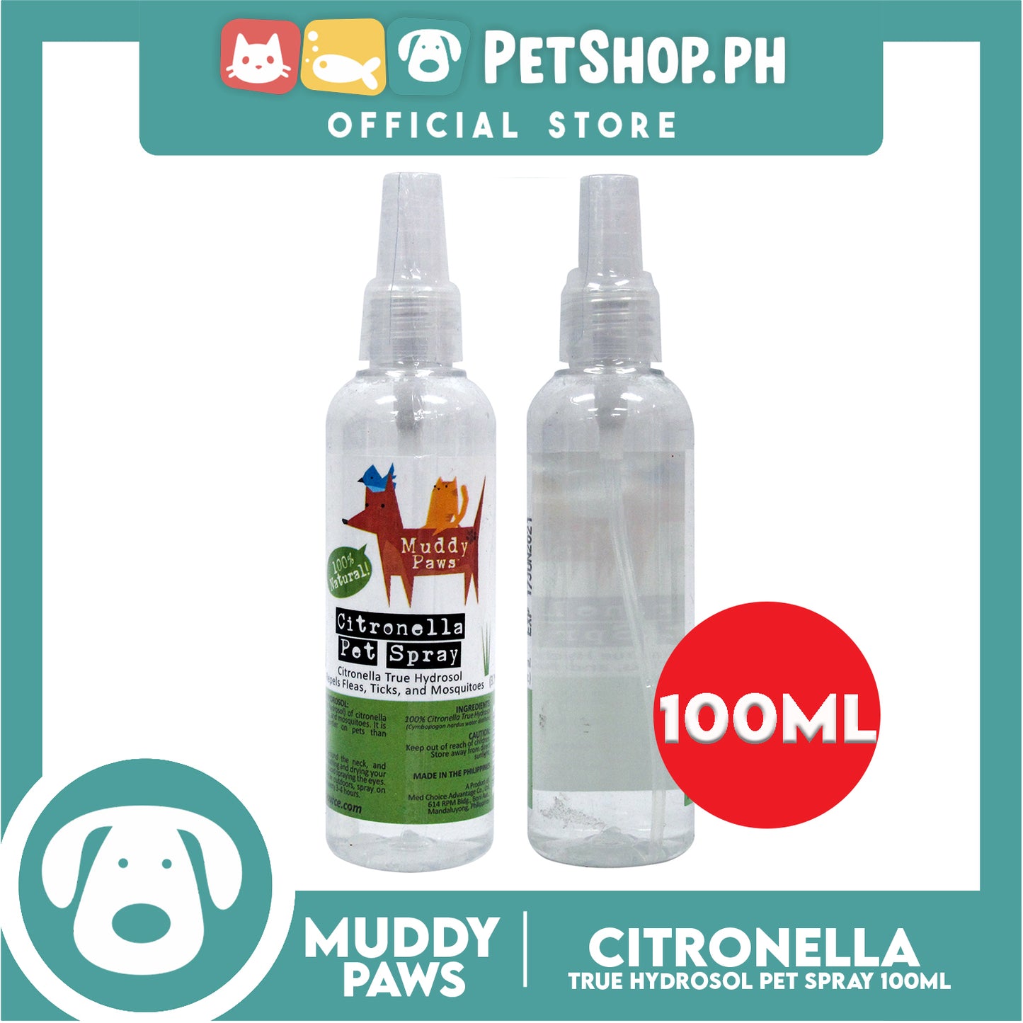 Muddy Paws Citronella Pet Spray 100ml