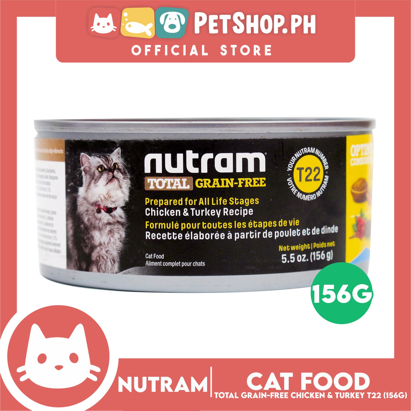 Nutram T22 Total Grain-Free Chicken and Turkey Recipe Cat Food
