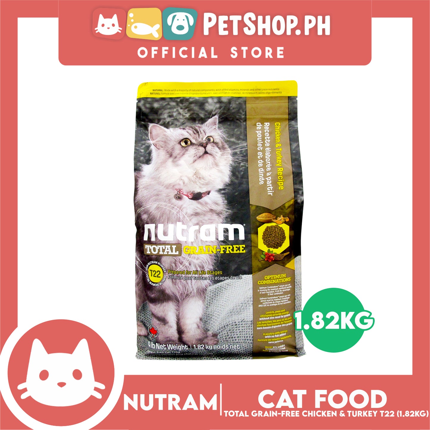 Nutram T22 Total Grain-Free Chicken and Turkey Recipe Cat Food