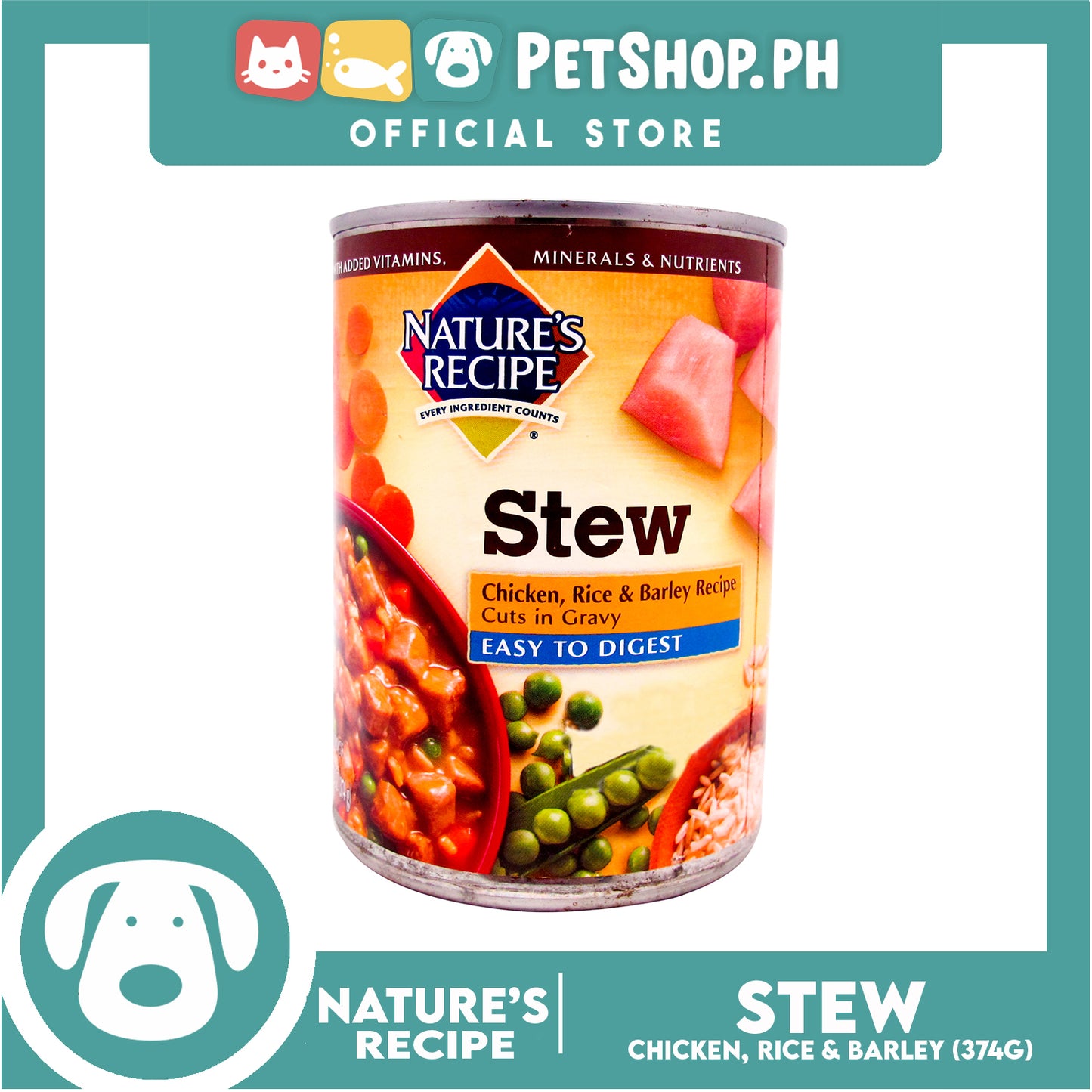 Nature's Recipe Stew Chicken Rice and Barley Recipe Cuts in Gravy 374g