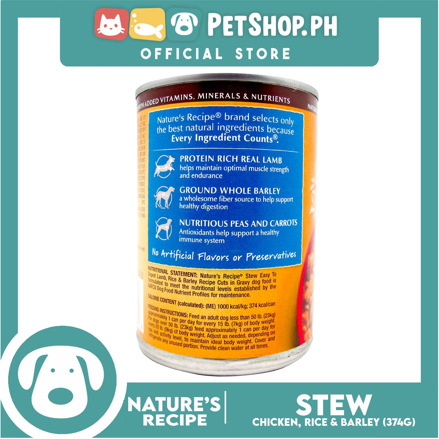 Nature's Recipe Stew Chicken Rice and Barley Recipe Cuts in Gravy 374g