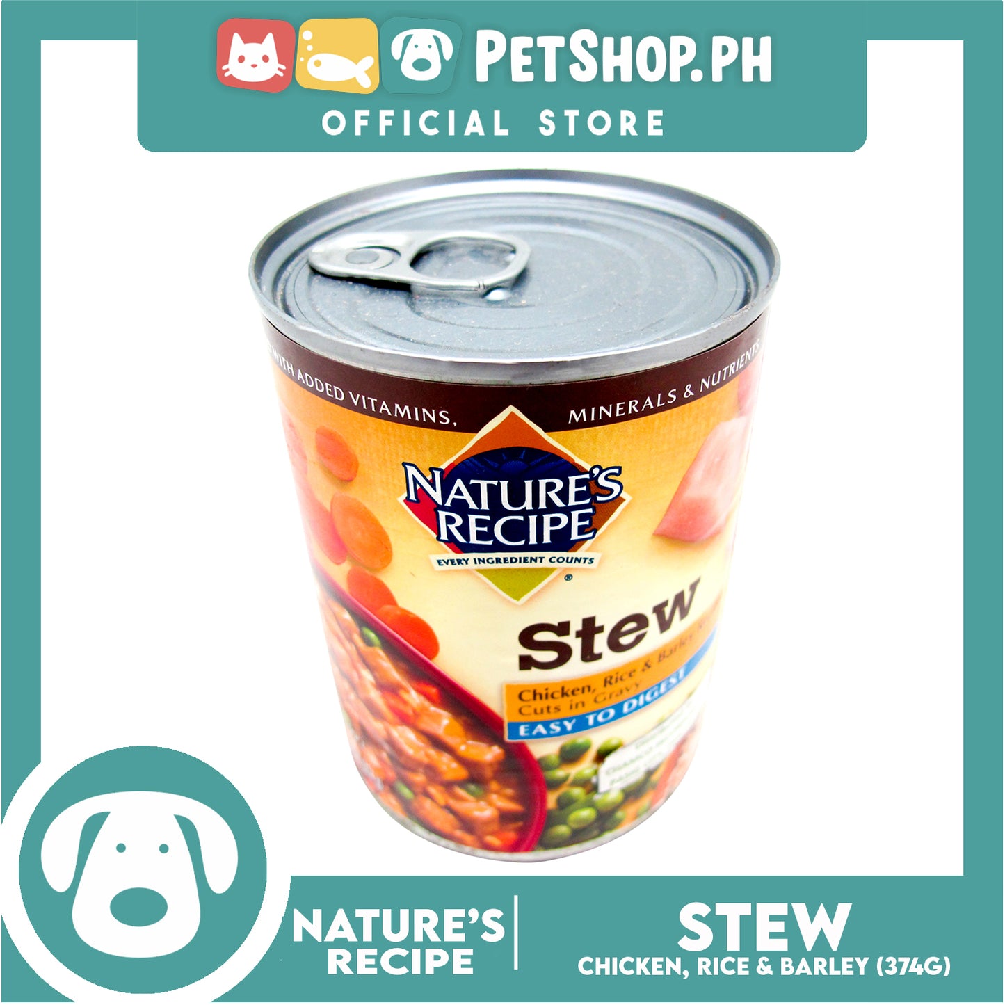 Nature's Recipe Stew Chicken Rice and Barley Recipe Cuts in Gravy 374g