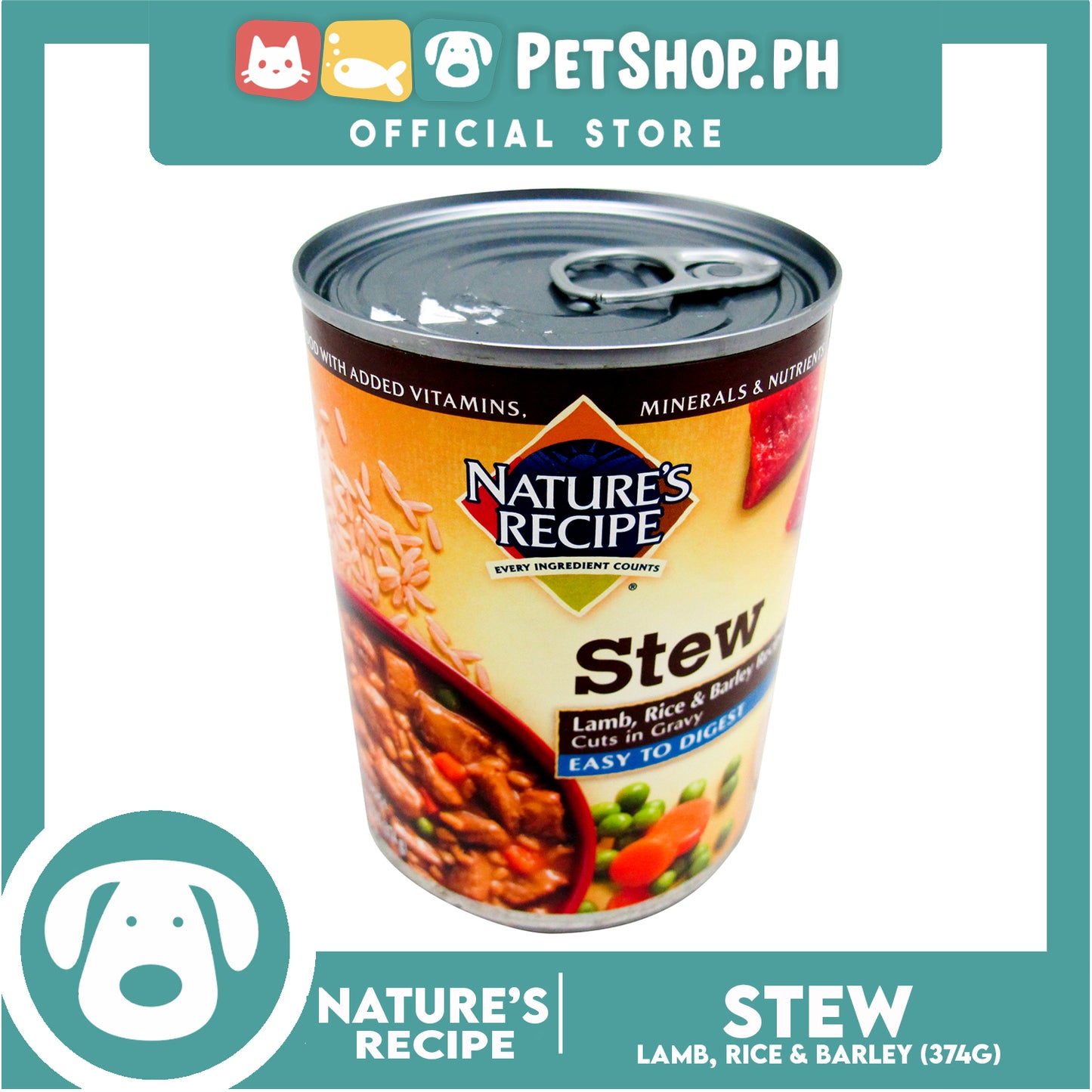 Nature's Recipe Stew Lamb, Rice and Barley Recipe Cuts in Gravy 374g