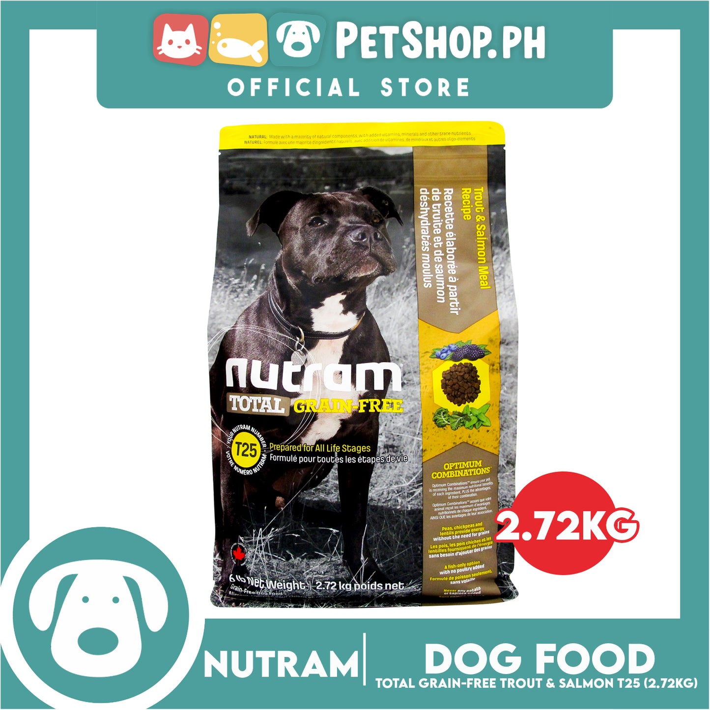 Nutram T25 Total Grain-Free Trout and Salmon Meal Recipe Dog Food
