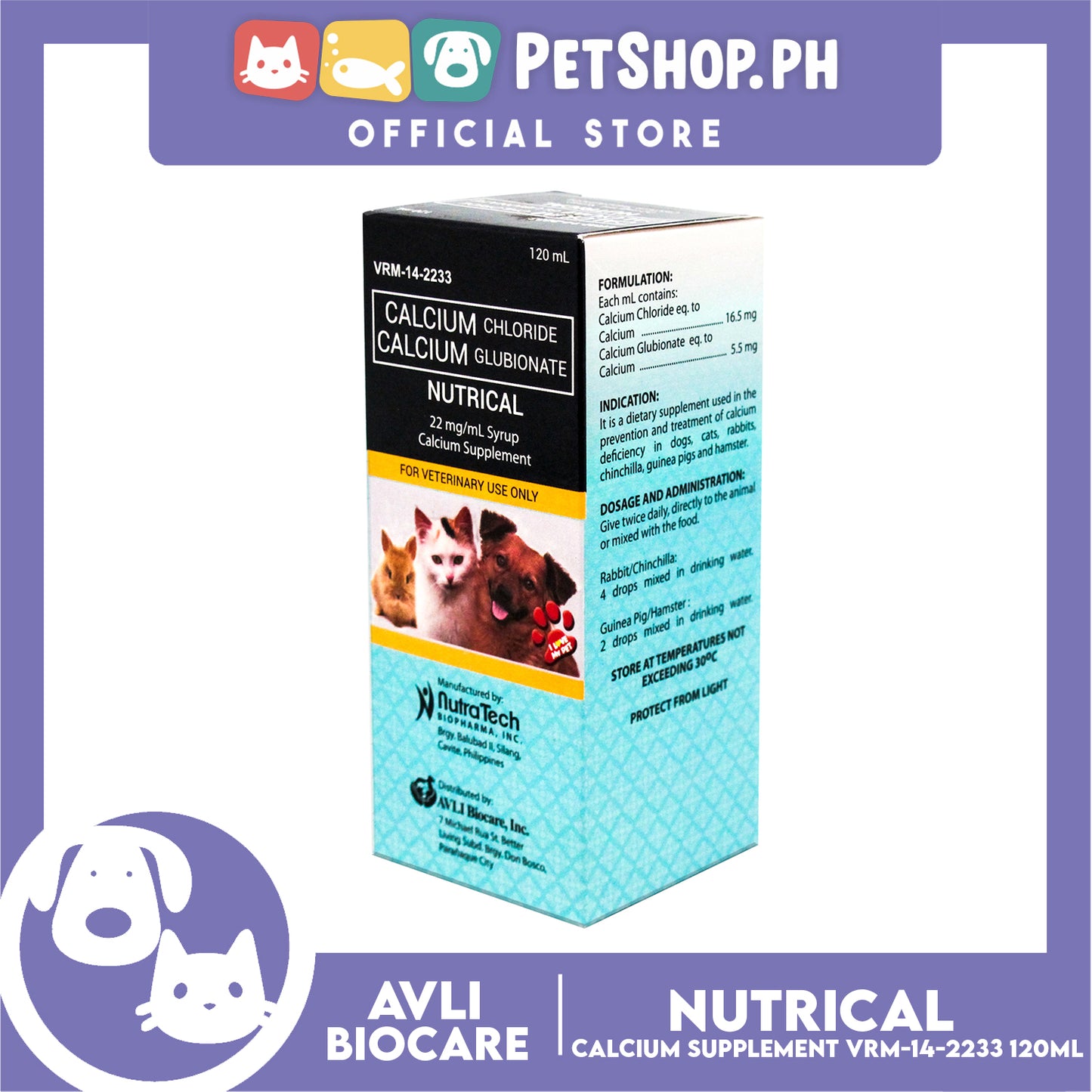 Nutrical Calcium Supplement, Calcium Chloride and Calcium Glubionate 120ml VRM-14-2233