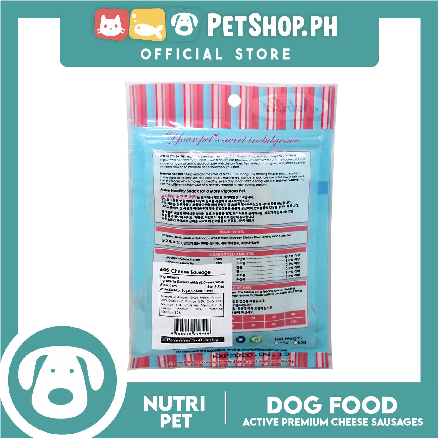 Nutripet Active Premium Cheese Sausage (645) 80g