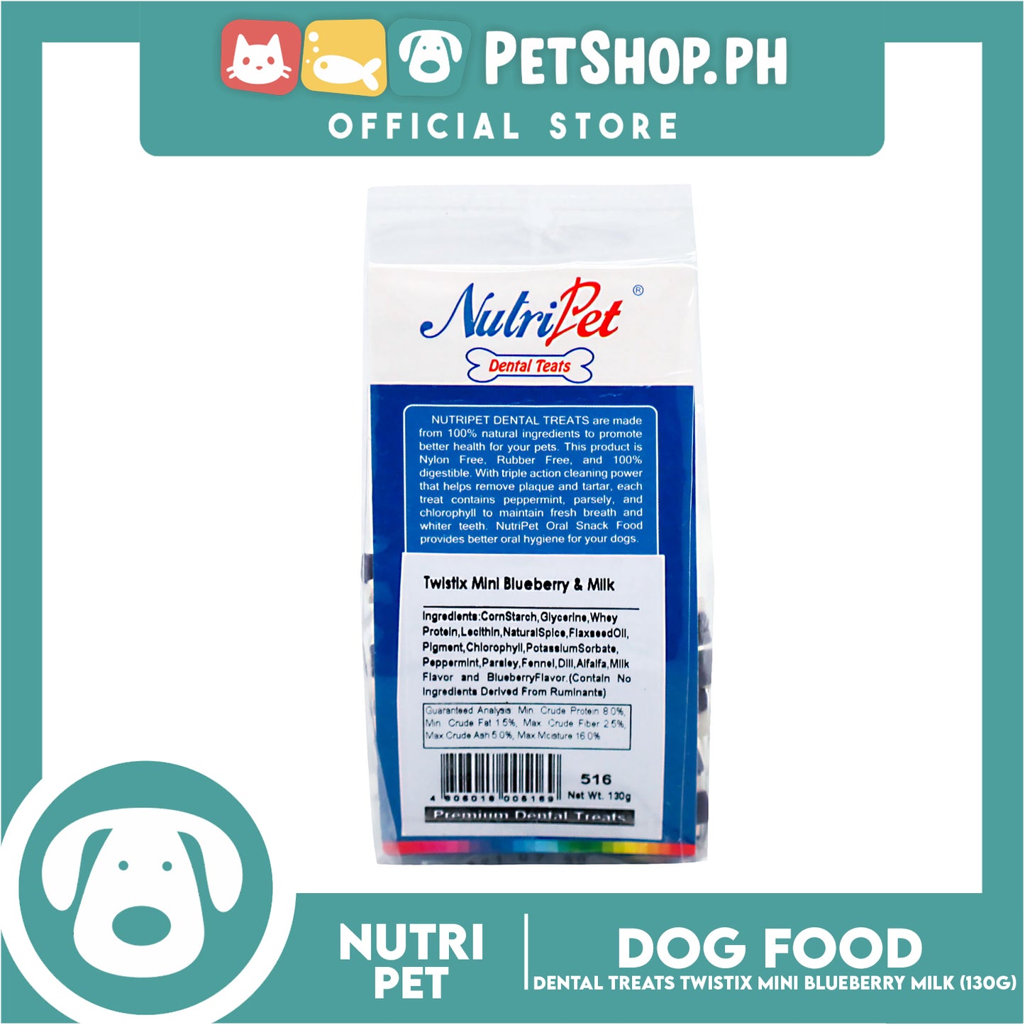 Nutripet Twistix Mini Blueberry and Milk-(516) 130g