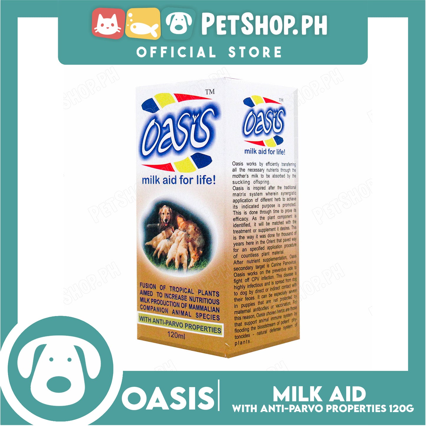 Oasis Milk Aid for Life 120ml with Anti-Parvo Properties Dog Health Aid