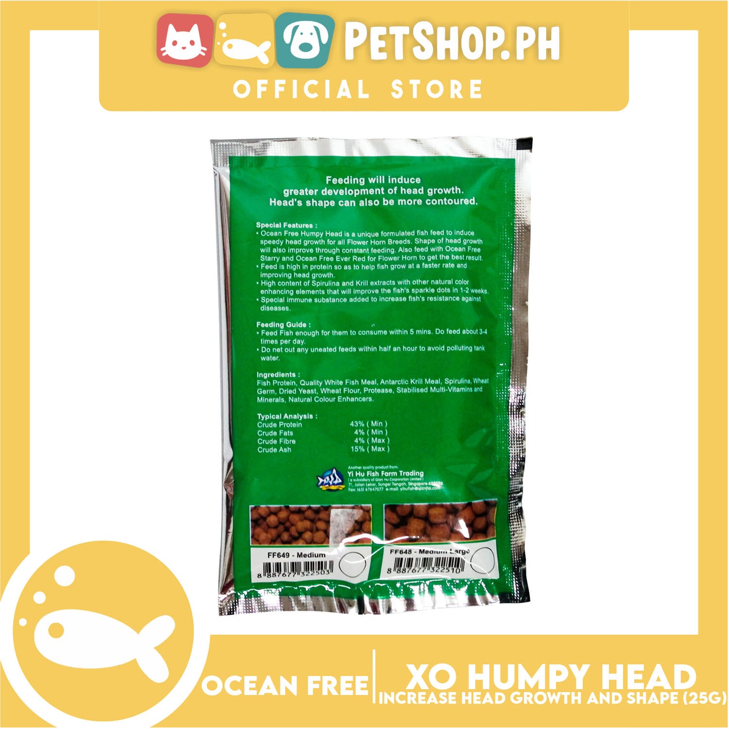 Ocean Free Humpy Head 25g Fish Food Increase Head Growth and Formula