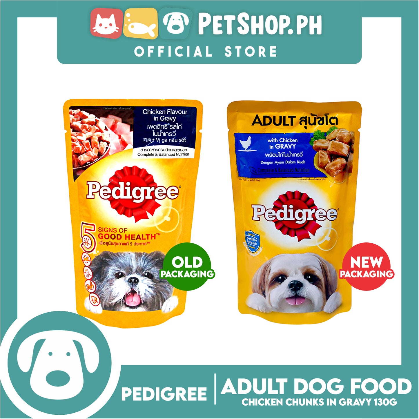 6pcs Pedigree Chicken Chunks Flavor In Gravy 130g Dog Food Wet Food