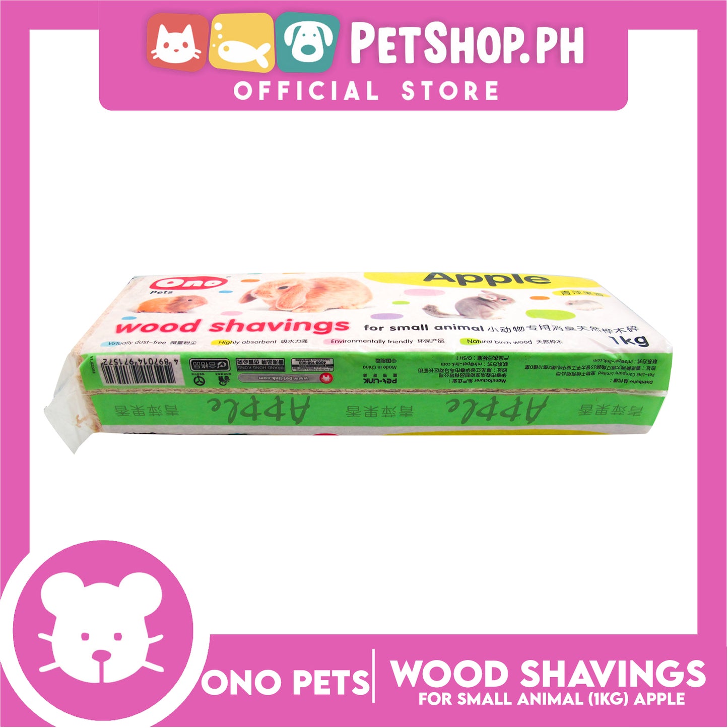 Ono Pets Wood Shavings Apple 1kg