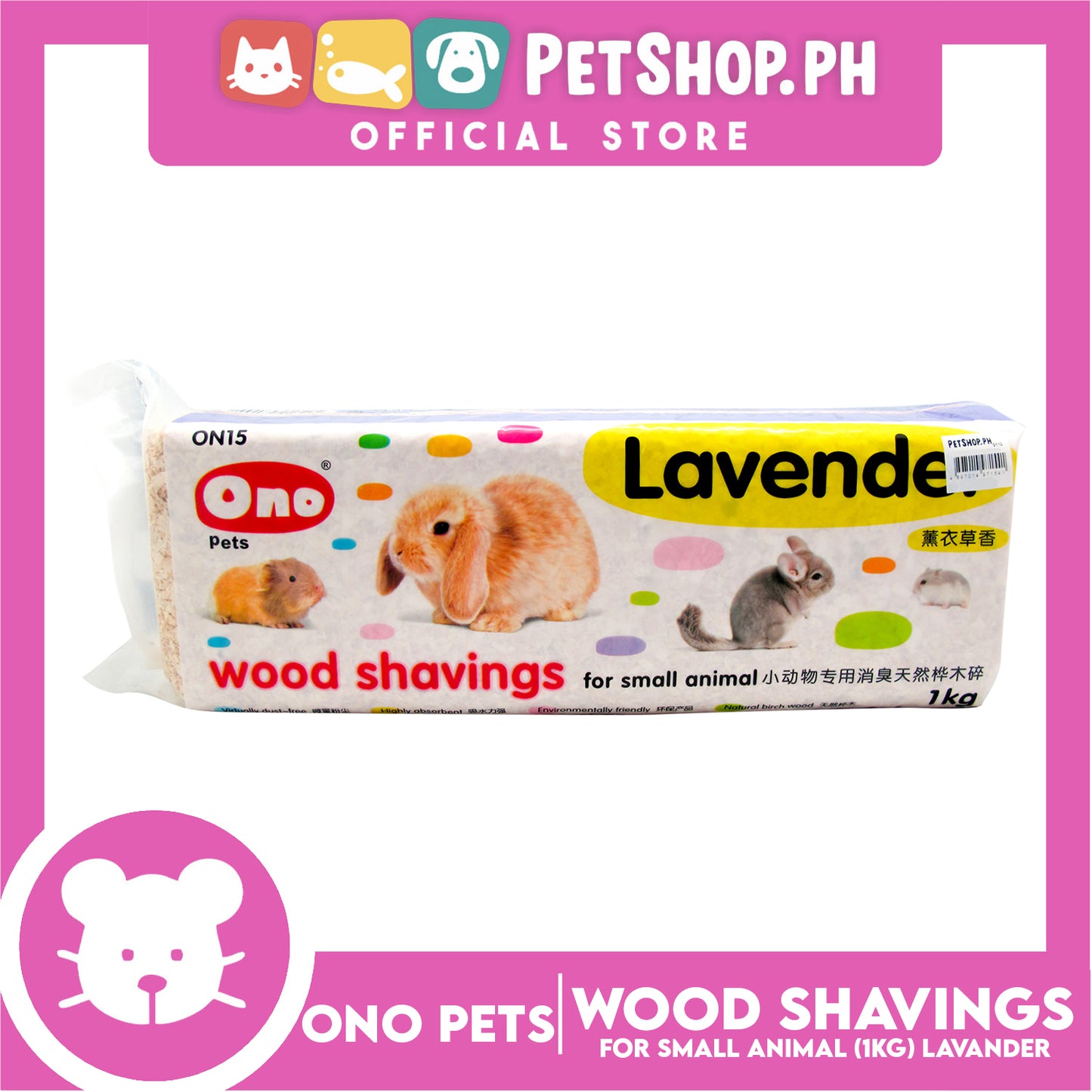 Ono Pets Wood Shavings Lavender 1kg