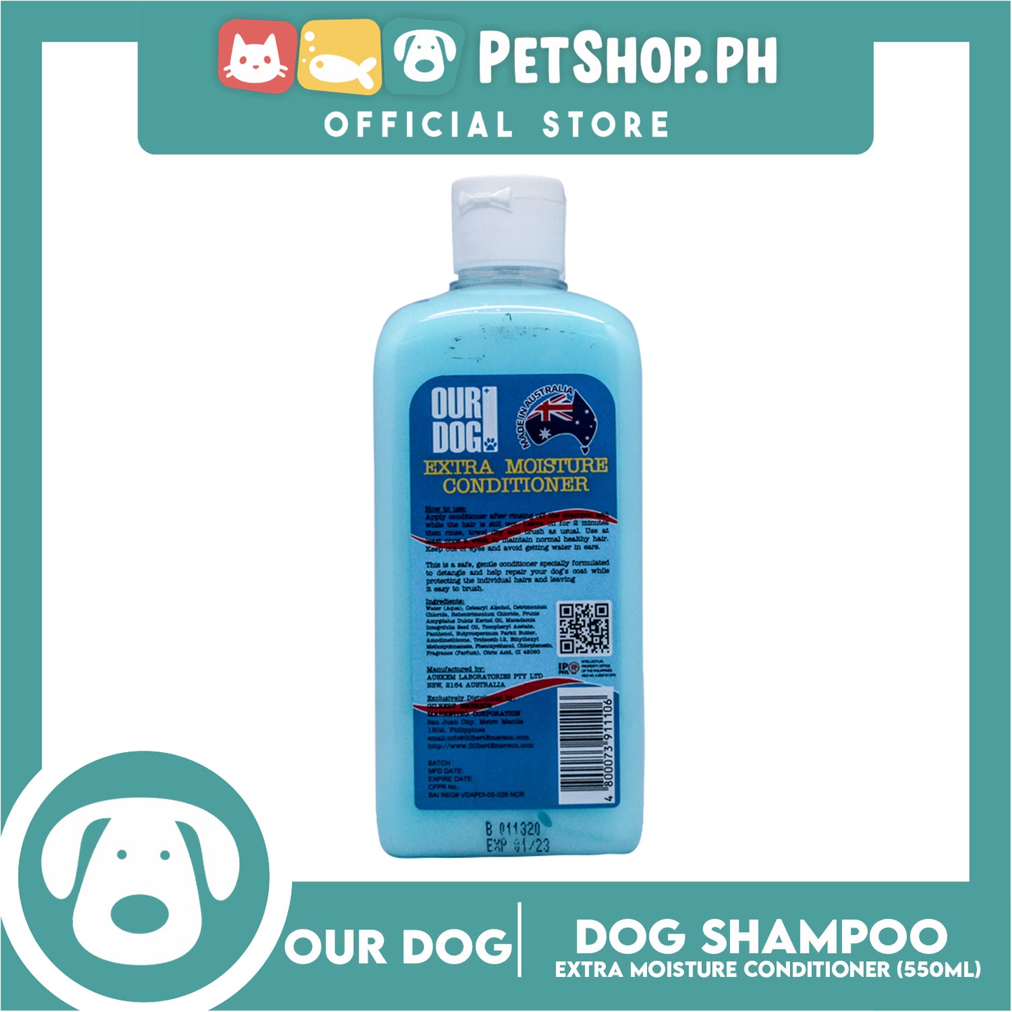 Our Dog Extra Moisture Conditioner, Baby Blue Scent 550ml Dog Grooming