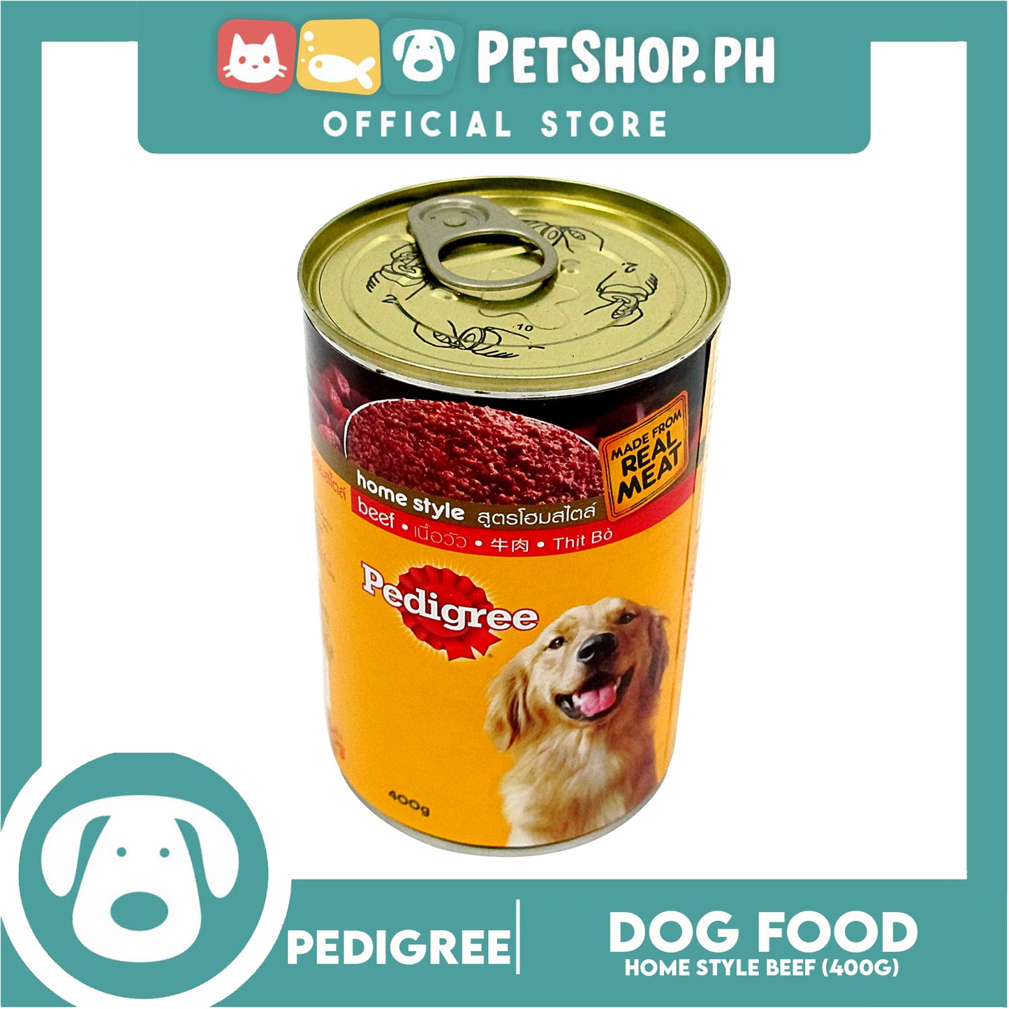 Pedigree Home Style, Made From Real Meat Beef Flavor Dog Food 400g Dog Wet Food, Dog Canned Food