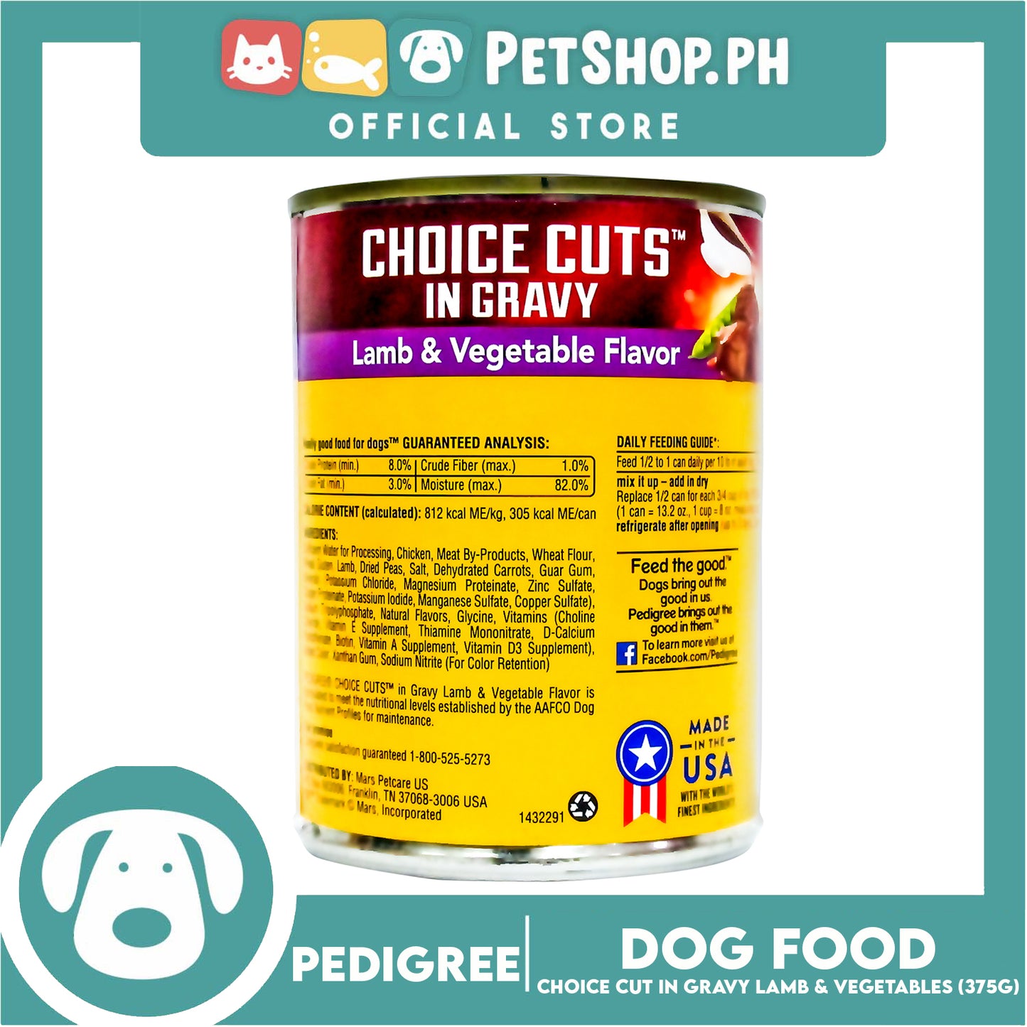 Pedigree Wet Choice Cuts with Lamb & Vegetables 375g